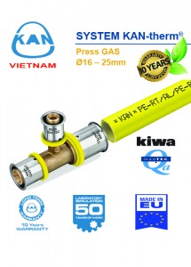 Ống nhựa 5 lớp PE-Xc/Al/PE-Xc  cho hệ thống GAS trung tâm KAN-therm nhập khẩu EU