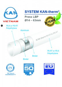 Ống nhựa phức hợp đa lớp PE-Xc/Al/PE-Xc, KAN-therm, nhập khẩu EU